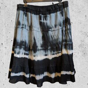 Studio West Artsy Tie-dye Skirt 100% Cotton Lined Elastic Waist